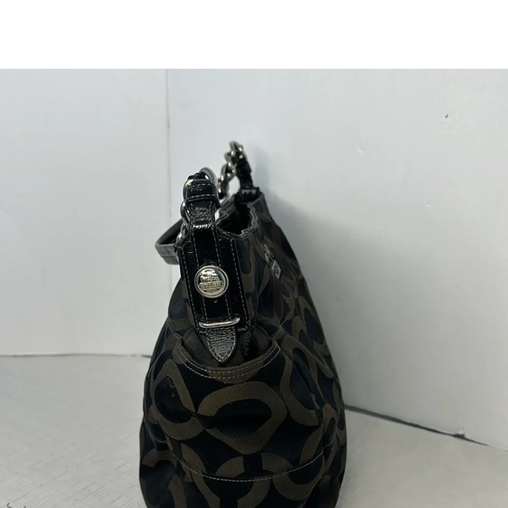 Coach Madison Luxury Designer Logo Tribeca Black Hobo EUC 14127